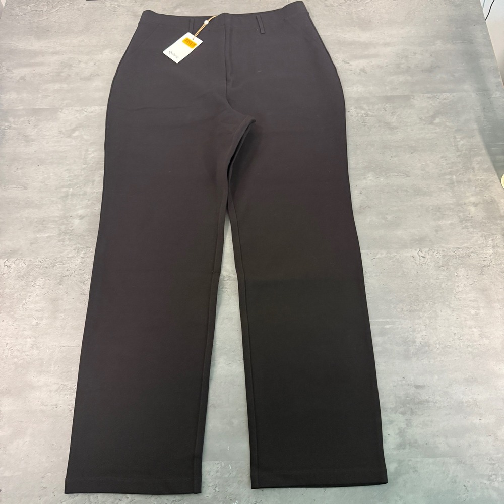 Quince Ultra-Stretch Ponte Straight Leg Pants Women XL Black High Rise Workwear